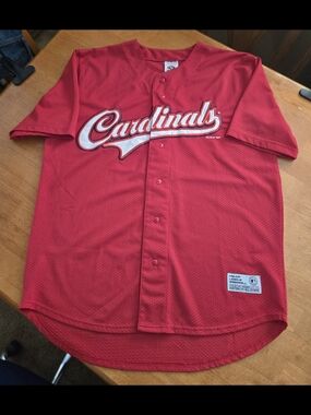 VTG True Fan ST. Louis Cardinals Baseball Button-Up Jersey. Mens Large